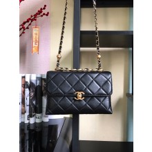 Fake Chanel Flap Lambskin Shoulder Bag AS3011 black JK2791eZ32