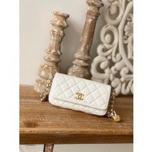 Fake Chanel MINI FLAP BAG Lambskin & Gold-Tone Metal AP81210 WHITE JK2288QF99