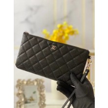 First-class Quality Chanel Grained Calfskin Clutch Bag & silver-Tone Metal A009 black JK4396fm32