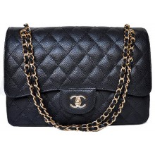 First-class Quality Chanel Jumbo Quilted Classic Flap Bag Black Cannage Patterns A58600 Gold JK704Sf41
