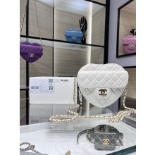 Imitation AAA Chanel 2022S Love Heart Original Lambskin Crossbody Chain Bag AS3191Y White JK2525RP55