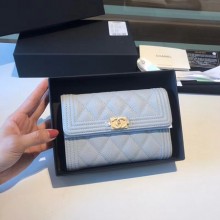 Imitation Chanel Boy Matelasse Caviar Calfskin Leather Wallet CHA5569 Light blue JK1426Za30