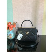 Imitation Chanel CC original lambskin top handle flap bag A92236 black&Gold-Tone Metal JK2519Dl40