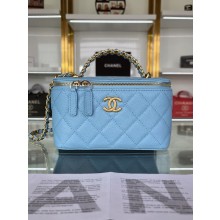 Imitation CHANEL HANDBAG Grained Calfskin&Gold-Tone Metal AP2805 blue JK2510AI36