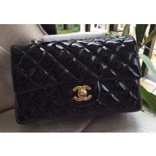 Imitation Chanel mini Classic Flap Bag Black Original Patent A1116 Gold JK179Xr29