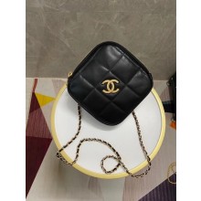 Imitation Chanel small diamond bag Grained Calfskin & Gold-Tone Metal AS2201 black JK3806SU87