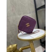 Imitation Chanel small diamond bag Grained Calfskin & Gold-Tone Metal AS2201 purple JK3802QN34