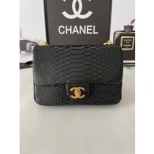 Imitation Chanel SMALL FLAP BAG Snakeskin & Gold-Tone Metal AS3214 black JK2298VO34