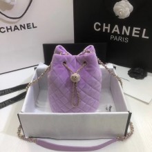 Imitation Chanel velvet Drawstring bag AS1894 Lavender JK3926Fo38