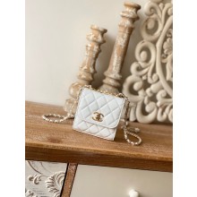 Imitation High Quality Chanel mini Shoulder Bag Lambskin & Gold-Tone Metal 88631 white JK2475Bo39