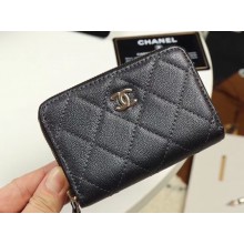 Knockoff Chanel classic card holder Grained Calfskin & Gold-Tone Metal A69271 black JK1273yN38