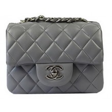 Knockoff Chanel Classic MINI Flap Bag Grey Original Sheep Leather CF1115 Silver JK950eF76