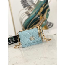 Knockoff Chanel Flap Lambskin small Shoulder Bag 81185 light blue JK2573tU76