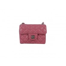 Knockoff Chanel mini Classic Flap Bag Peach Sheekskin CHA1115 Silver JK1114cS18