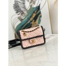 Luxury Chanel 22C New Woven Piping Square Original Leather Bag AS2495 PINK JK2855bE46