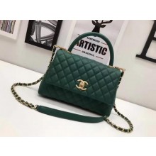 Luxury Chanel Classic Top Handle Bag Sheepskin Leather A92991 Green JK10kp43