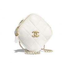 Quality Chanel small diamond bag Grained Calfskin & Gold-Tone Metal AS2201 White JK3807Vu63