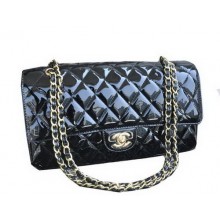 Replica Chanel Classic Flap Bag Black Patent Leather CHA1113 Gold JK1014ui32