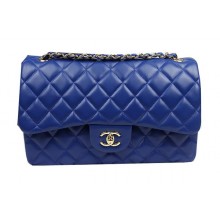 Replica Chanel Classic Flap Bag Blue Original Leather CF1113 Gold JK1047KG80