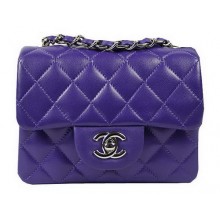 Replica Chanel Classic MINI Flap Bag Violet Original Sheep Leather CF1115 Silver JK947cK54
