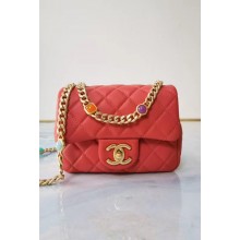 Replica Chanel flap bag Lambskin Resin & Gold-Tone Metal AS2379 red JK3548ec82