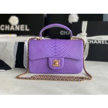 Replica Chanel Snake skin mini flap bag with top handle AS2431 purple JK2383Sf59