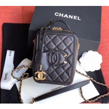 Replica Chanel vanity case Grained Calfskin & Gold-Tone Metal AS0988 black JK4584BB13