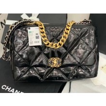 Replica Cheap chanel 19 large flap bag Waxed skin AS1162 black JK3584Mq48