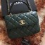 AAAAA Imitation Chanel Classic Top Handle Bag Green Sheepskin Leather A92991 Gold JK17oT91