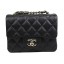 Chanel Classic MINI Flap Bag CF1115 Black Cannage Pattern Gold JK901KX86