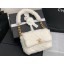 Chanel flap bag Shearling Lambskin & Gold-Tone Metal AS2240 White JK3830fo19