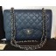 Chanel Jumbo Double Flaps Bag Blue Cannage Pattern A36097 Silver JK194dN21
