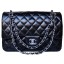 Chanel Jumbo Quilted Classic Black Sheepskin Flap Bag A58600 Silver JK695mV18
