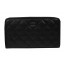 Chanel Matelasse Zip Around Wallet Black Cannage Pattern A50097 Silver JK1485Gh26