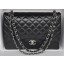 Chanel Maxi Classic Bag A36098 Black Sheepskin Silver JK184ER88