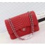 Chanel Maxi Classic Flap Bag Red Chevron Sheepskin Leather A58601 Silver JK5468Cw85