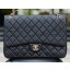 Chanel Maxi Quilted Classic Flap Bag Black Sheepskin A58601 Gold JK548Yf79