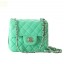 Chanel mini Classic Flap Bag Green Leather 1115 Silver Chain JK1093jo45