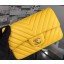 Chanel mini Classic Flap Bag Yellow Original Sheepskin Chevron Leather CHA5500 Gold JK579Xw85