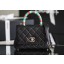 chanel mini flap bag with top handle AS2215 black JK3524jf20