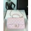 CHANEL mini flap bag with top handle AS2431 light pink JK2683DV39