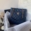 Chanel Original Lather Shopping bag AS2295 blue JK3641Yo25