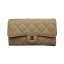 Chanel Tri-Fold Wallet Original Cannage Pattern Leather CHA31506 Apricot JK1513rJ28