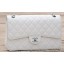 Designer Chanel Jumbo Classic White Cannage Pattern Flap Bag A58600 Silver JK551vs94