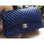 Fake Chanel Classic Flap Bag Blue Sheepskin Chevron Quilting A1113 Gold JK215GR32