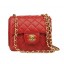 Fake Chanel mini Classic Flap Bag Red Leather 1115 Gold Chain JK1100Hj78