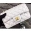 Fashion Chanel Classic mini Flap Bag White Sheepskin Leather A67350 Gold JK631Of26