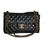 Imitation Chanel Black Iridescent Leather Flap Shoulder Bag A1274 Brass JK1017sJ18