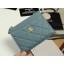Imitation Chanel classic card holder Grained Calfskin & Gold-Tone Metal A84105 sky blue JK1314RC38