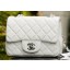 Imitation Chanel Classic MINI Flap Bag White Sheepskin A37585 Silver JK731Nj42
